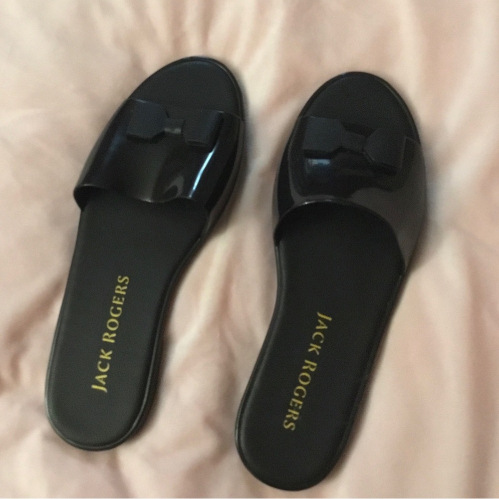 5/30% off - Leather Jack Rogers sandals slides with bow shoes size 8